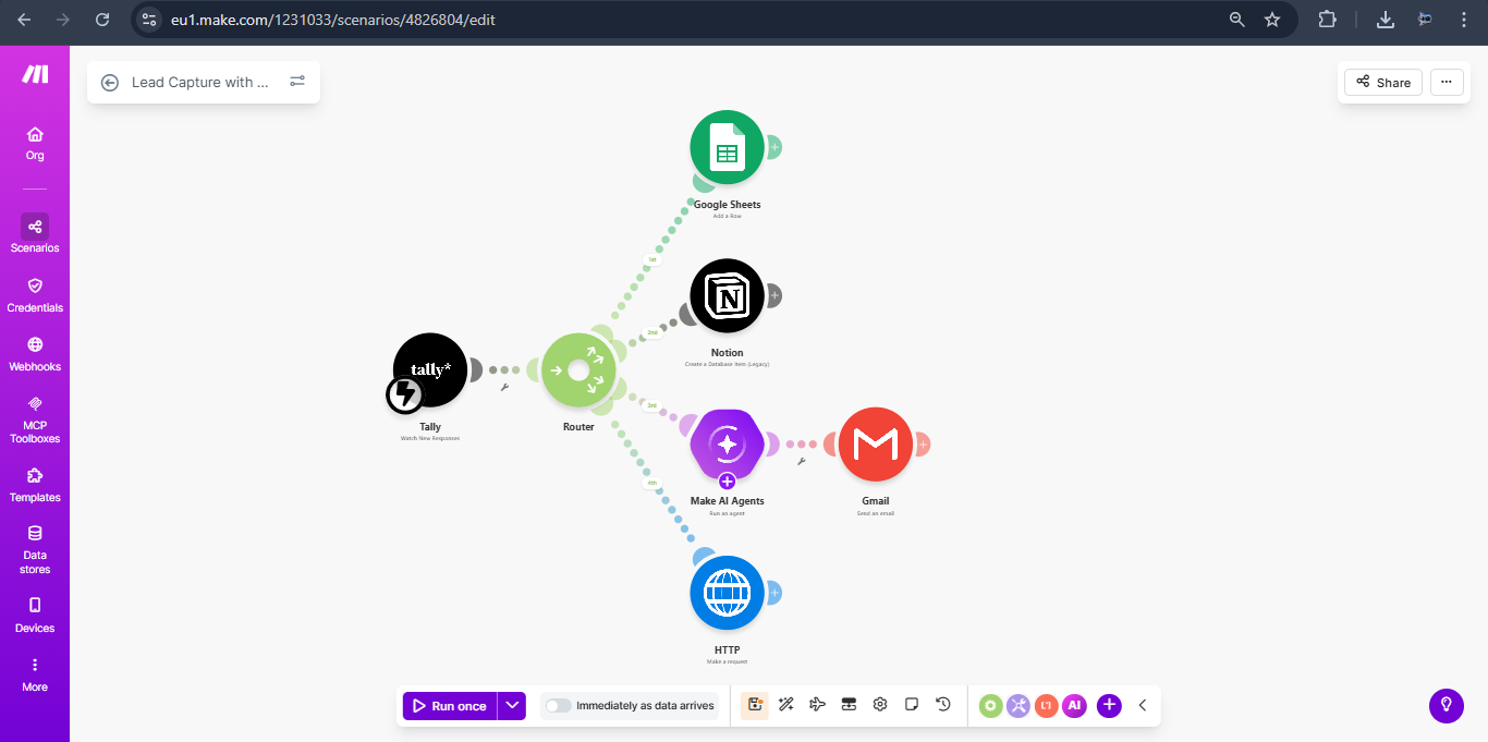 Lead Capture Automation with AI workflow