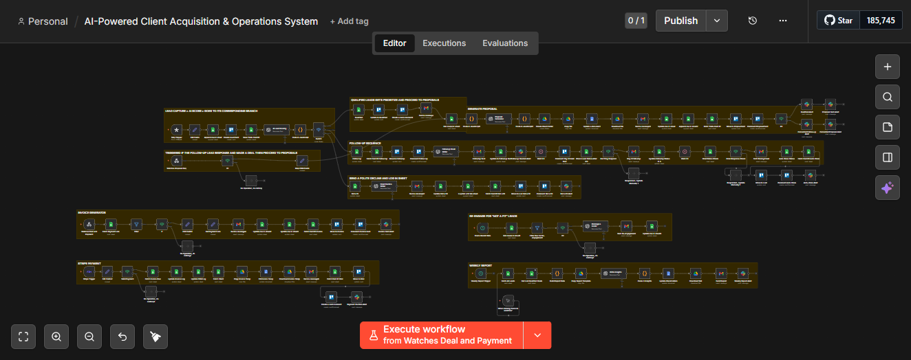 AI Client Acquisition & Operations System workflow