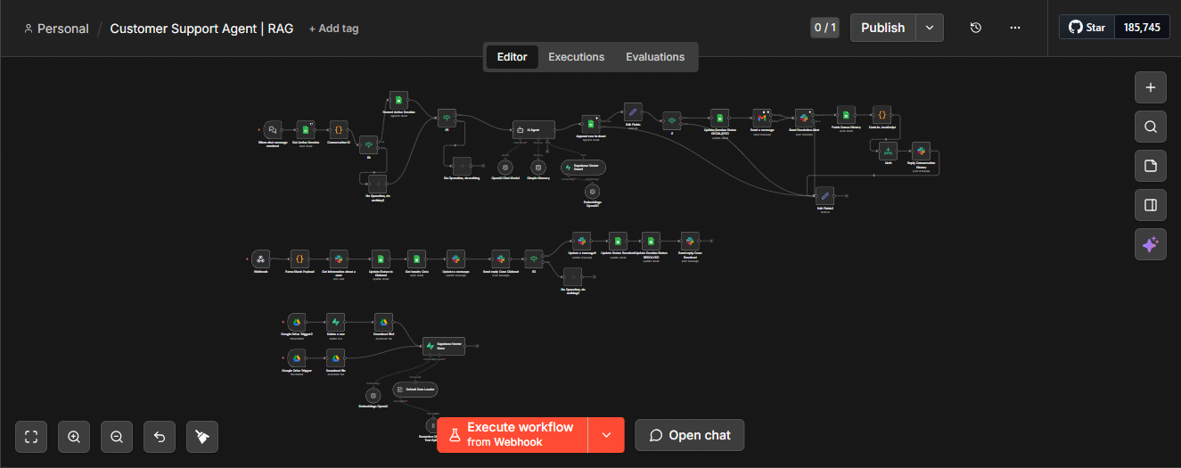 AI Customer Support Agent workflow