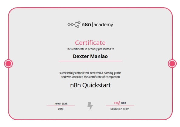 n8n Quickstart Certificate